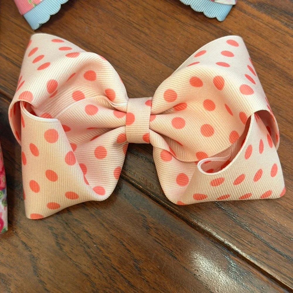 Girls Large Hair Bows Set of 4 Matilda Jane Made to Match Grosgrain Ribbon 6